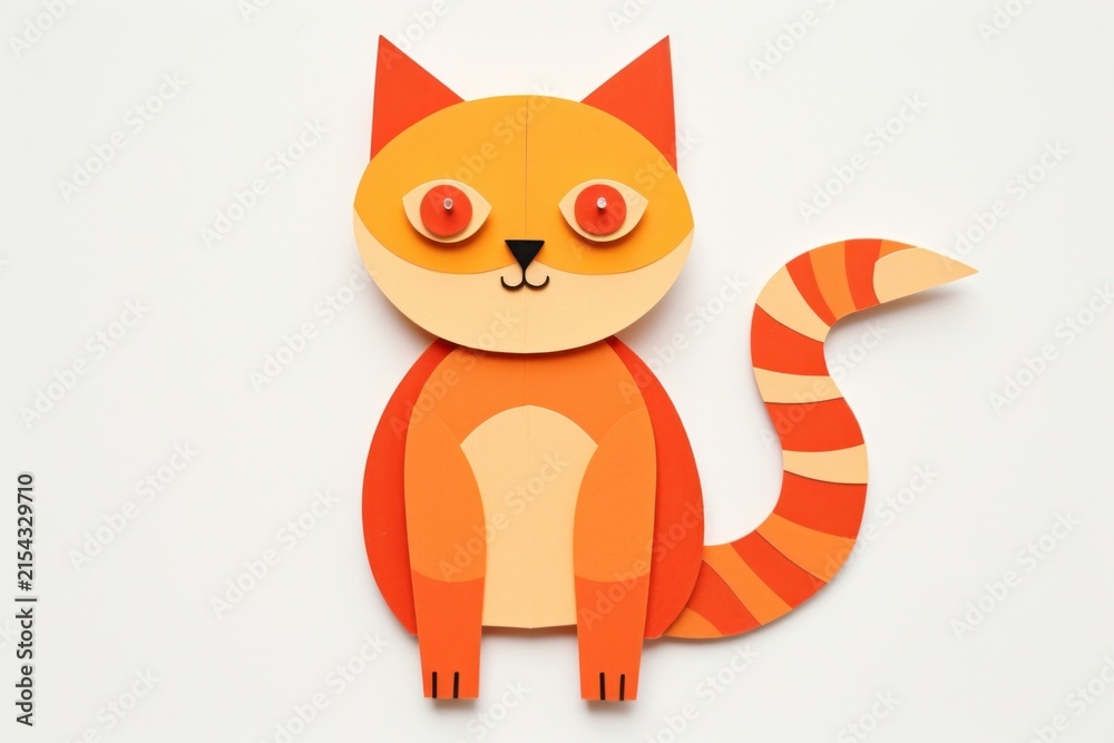 Naklejka premium Orange cat mammal art toy.