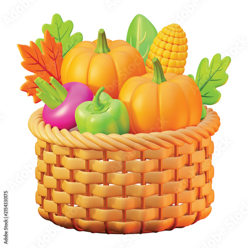 3d rendering icon Harvest basket