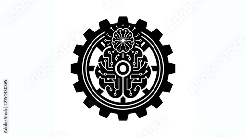 AI Brain Gear Cogwheel Technology Concept