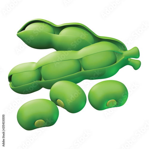 3d rendering icon Green beans