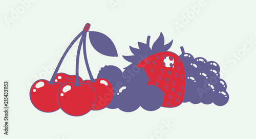 Fresh cherries strawberries and grapes assortment.