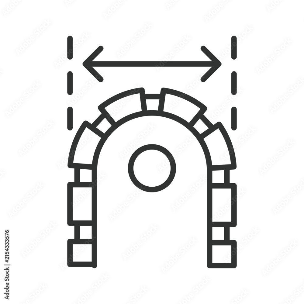 Fototapeta premium Chainsaw guide bar width, icon in line design. chainsaw bar width, guide bar width, chainsaw blade width, bar measurement, saw bar dimension on white background vector. Editable stroke icon.