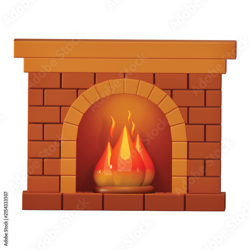3d rendering icon Fireplace burn