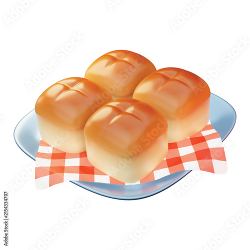 3d rendering icon Dinner rolls