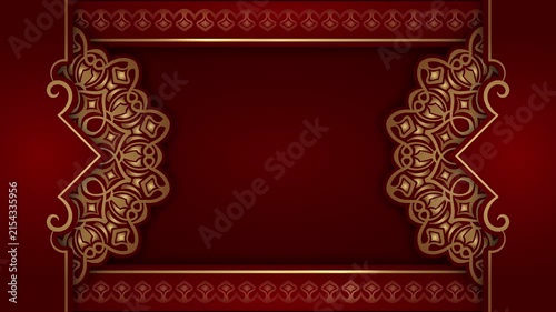Classic ornamental animation with a dark red background, gold border, and rotating mandala.