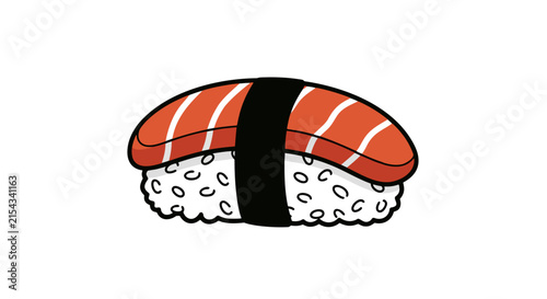 A delicious sushi roll with fresh salmon on top, presented in a simple and appealing style