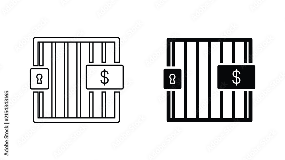 Obraz premium Financial prison cell icon with dollar sign representing debt or restricted monetary assets concept