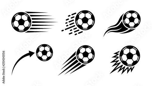 Soccer ball speed and movement vector icons