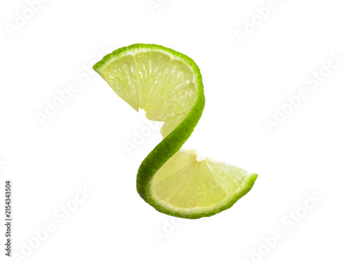 Fotografie Fresh green lime isolated on white background
