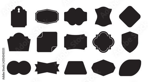Set of various black silhouette vintage labels and decorative frames for product design and branding. vector illustration