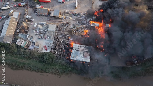 aerial view of industrial fire reservoir road hull
