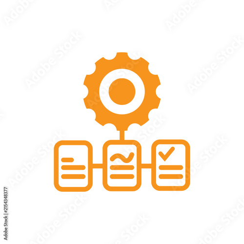 A gear managing business workflow and task management icon
