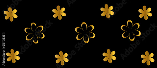 golden flowers on a black background
