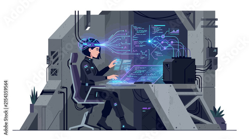 Scientist using neural interface for advanced data processing