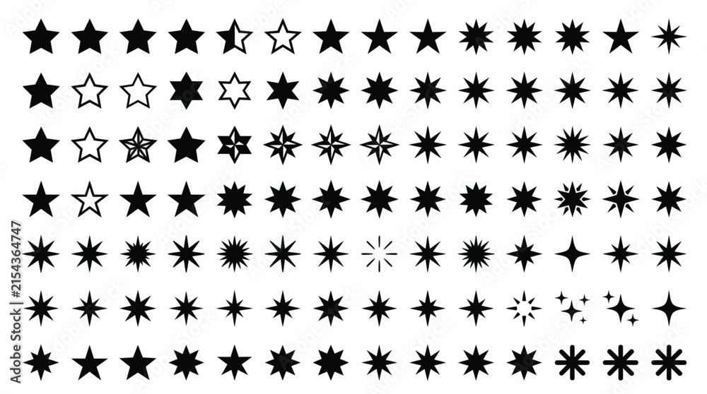 Fototapeta premium Star and Sparkle Icon Vector Set