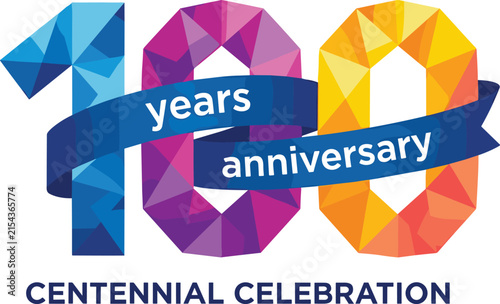 Foto Colorful one hundred years anniversary centennial celebration logo design with l