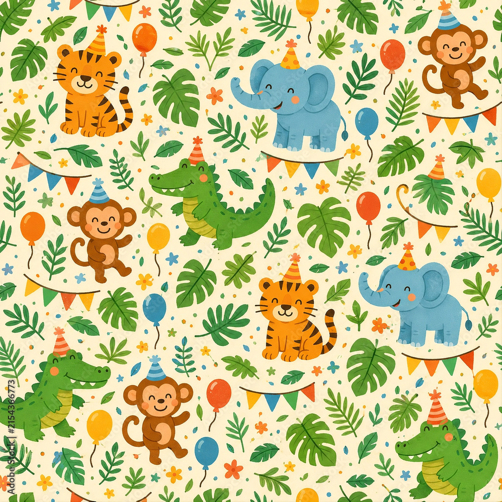 Naklejka premium seamless pattern with funny animals