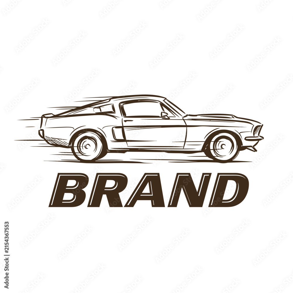 Fototapeta premium Classic muscle car profile logo.