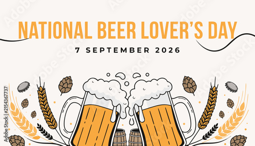 Fotografía Festive graphic poster celebrating annual national beer lover day in september