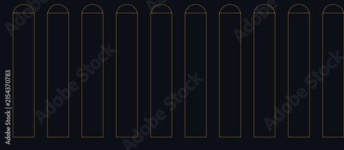 A row of arched windows on a dark background, architectural detail.