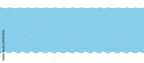A simple and clean background with a bright blue sky and fluffy white clouds at the top and bottom edges.