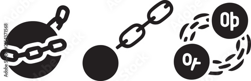 Metal shackles, heavy iron ball and chain equipment, prisoner restraint gear for prison security