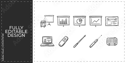 Canvastavla Computer hardware and modern tech peripherals hand drawn icons set featuring lap
