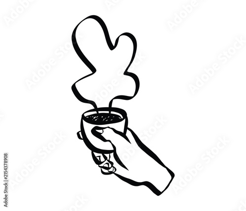 Quirky cafe doodles featuring coffee cups, latte and espresso. Hand-sketched breakfast beverage icons in retro style perfect for menu design projects. Grunge textured Vector Illustration