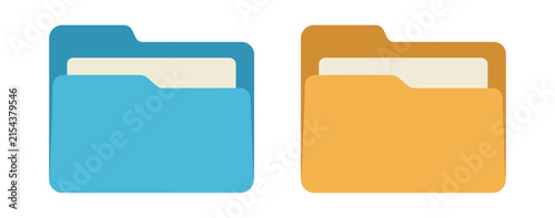 Canvas Print Folder Icon set, open and closed folders, document storage, file organization, and data management symbols in flat vector illustration