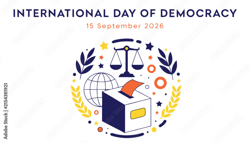 Fototapeta premium International day of democracy flat vector illustration with voting ballot box
