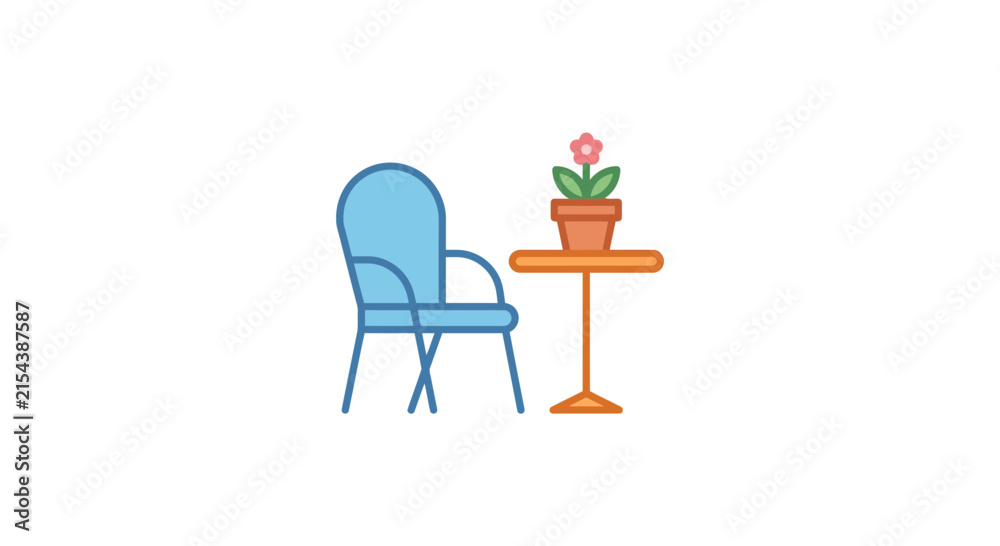 Fototapeta premium Isolated chair and table with potted plant