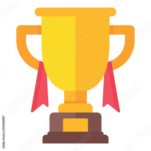 Golden trophy with red ribbons, symbolizing achievement and victory in competitions