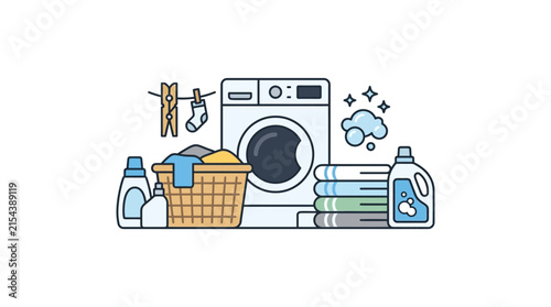 Laundry and Cleaning Supplies Illustration