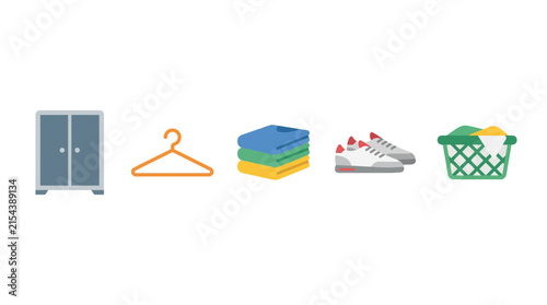 Laundry and Clothing Care Icons on Transparent Background