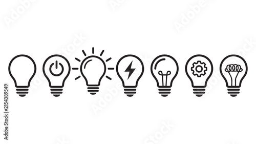 Seven lightbulb icons horizontal 