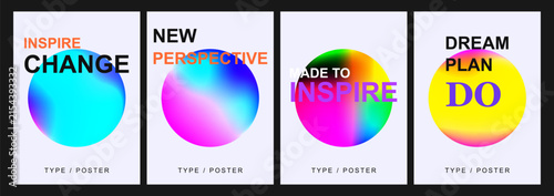 Gradient poster set featuring fluid curves and glowing spheres. Perfect template for contemporary banners, editorial layouts, and decorative identity design with soft blue accents.