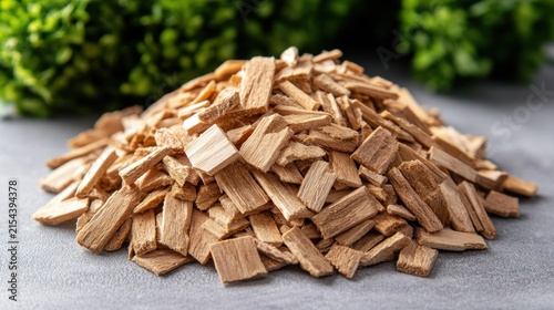Pile of light brown wood chips