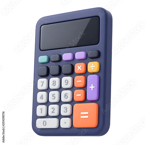 Back to School Season Peak colorful plastic electronic device for basic mathematical operations and accounting tasks.