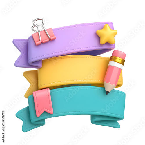 Back to School Season Peak colorful ribbons with stationery elements for academic announcements.