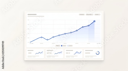 Annual business growth report and statistical data analysis dashboard with an upward line graph