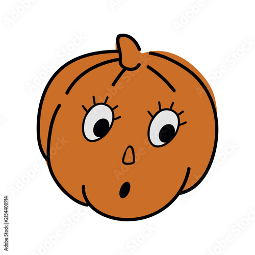 Cute, whimsical Halloween pumpkin. Isolated vector illustration. Perfect for greeting cards, stickers, or prints.