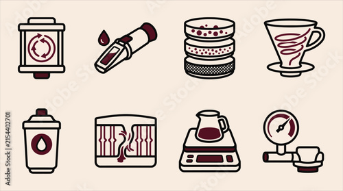 Beauty and Cosmetics Line Icon Set with Lipstick, Compact Powder and Makeup Accessories