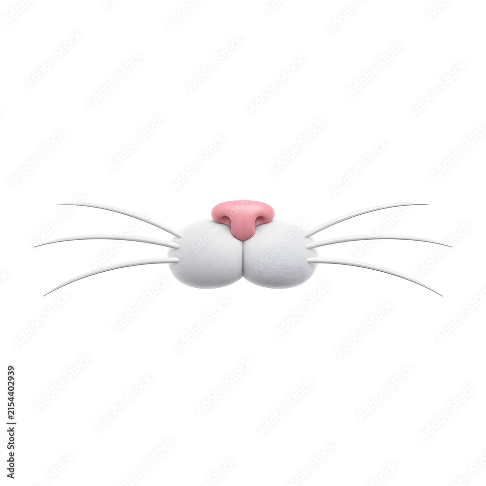 Naklejka premium International Cat Day cute feline nose and long whiskers illustration.