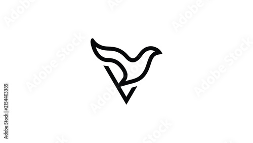 Minimalist line art logo design featuring a stylized bird integrated with the letter V, symbolizing freedom and communication