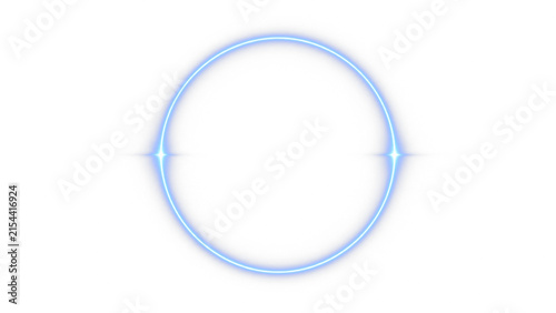 Glow luminous blue circle radiant light halo png overlay, on transparent background