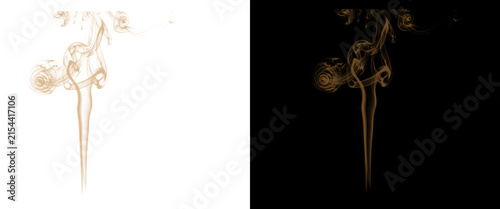 Fotografía Golden smoke swirls on black and white backgrounds
