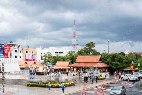 Canvas Print NAKHON RATCHASIMA, MUEANG - AUG8, 2026:- Thao Suranari Monument square in Nakhon Ratchasima Thailand under dramatic cloudy sky after rain