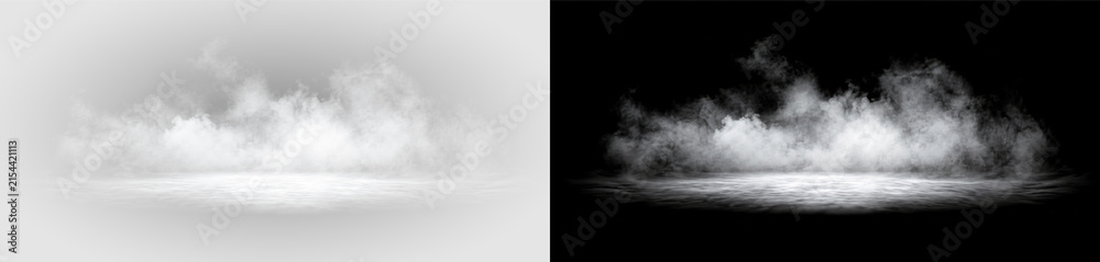 Fototapeta premium Glow white mist with soft ground light, on transparent background