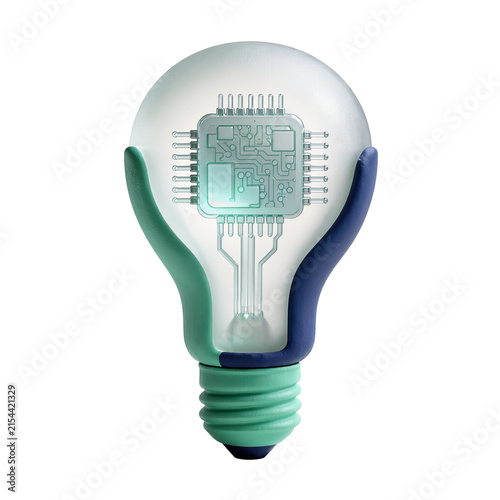 Glowing Microchip Inside Futuristic Lightbulb