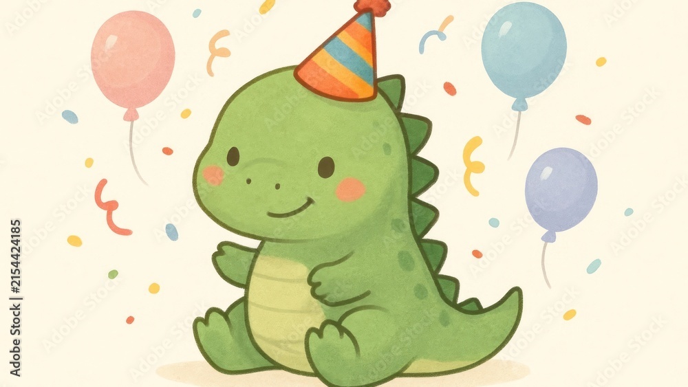 Fototapeta premium Cute dinosaur birthday celebration